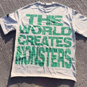 Camiseta de Hombre de Algodón 100% Personalizada de Alta Calidad con Estampado de World Creates Monsters, Cuello Redondo, Manga Corta, Estilo Urbano, 320g - Product Image 1