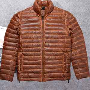 Nueva Chaqueta de Invierno de Cuero Vacuno con Relleno, en Oferta, Ecológica, Resistente al Viento, para Hombre, MOQ Bajo - Product Image 4