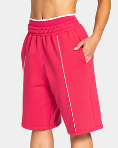 Shorts Anchos para Mujer en Rojo Cereza con Ribete en Contraste, Tela Suave y Transpirable de Alta Calidad, Shorts de Invierno, Fabricante OEM y ODM - Product Image 1