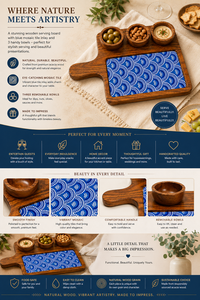 Plateau de service en bois d'acacia poli fait main de luxe, plateau à fromage en bois émaillé blanc, résistant au lave-vaisselle, style rustique - Product Image 4