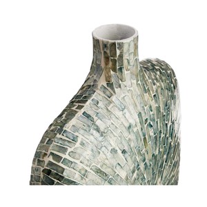 Vase de table rectangulaire en nacre fait main, glaçure craquelée, design contemporain, décoration florale - Product Image 4