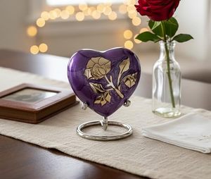 Premium and elegant Brass Heart Cremation <b>Memorial</b> <b>Keepsake</b> Urn Ash Holder Featuring Durable Premium Exterior Craftsmanship - Product Image 3