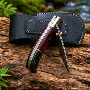 Cuchillo de Bolsillo Plegable de Acero Damasco y Cobre al Mejor Precio al por Mayor, con Bloqueo Interno, Mango de Madera, Personalizable OEM, 100% de Alta Calidad - Product Image 2