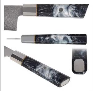 Couteau de chef en acier Damas forgé sur mesure, écologique, lame tranchante, fait main, pour usage en cuisine, manche en bois, passe au lave-vaisselle - Product Image 3