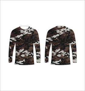 T-shirt à manches longues camouflage marron foncé personnalisé, respirant, performant, pour l'entraînement sportif, haut de sport durable pour la remise en forme - Product Image 1