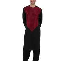 Ropa Masculina Estilo Afgano, Kurta con Cuello y Puños Bordados, con Conjunto de Pijama Sencillo, la Mejor Edición de Ropa Tradicional Afgana para Hombre