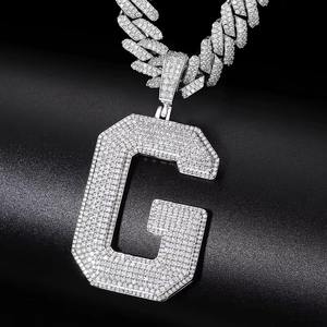 Colgante de letras con nombre personalizado, estilo simple, con diamantes de moissanita de alta calidad, para hombre, en plata 925, joyería hip hop, regalo. - Product Image 2