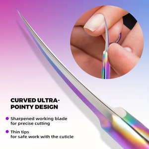 Ciseaux à cuticules professionnels avec logo personnalisé, fabrication OEM/ODM, vente en gros, ciseaux à manucure incurvés en acier inoxydable avec poignées en acier - Product Image 4