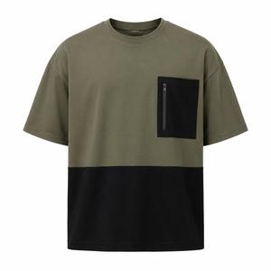 เสื้อยืดโอเวอร์ไซส์ผู้ชาย แขนสั้น คอกลม ดีไซน์สีตัดต่อ แต่งขอบตัดกัน สไตล์ลำลอง แฟชั่น - Product Image 1