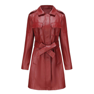 Solid Trader Top Quality Light Weight Soft Touch Material Elegant Silhouette Everyday Winter <b>Warm</b> Coat Womens Long Leather Jacke - Product Image 3