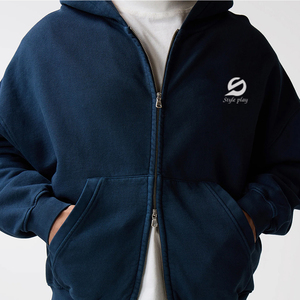 Nouveauté : Survêtements d'hiver à capuche pour hommes, décontractés, surdimensionnés, avec fermeture éclair, haute qualité, 100% coton, logo personnalisé, vente en gros - Product Image 4