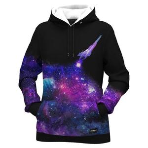 Sweat-shirt à capuche pour homme avec imprimé galaxie et motif silhouette d'arbre, vêtement d'automne à manches régulières en polyester tricoté - Product Image 3
