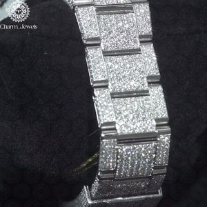 Charm_Jewels Luxury Stainless Steel Bracelet 20mm <b>Diamond</b> Paved Folding Clasp Men's Fashion Jewelry - Product Image 4