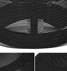 Unisex Breathable Cotton Mesh Sublimation Printed <b>Flat</b> Cap Casual Outdoor Summer <b>Hat</b> 56-58CM Black - Product Image 5
