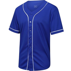 Blank Plain Baseball Jersey Short Sleeve Button <b>Down</b> Shirts Sports Hip Hop Hipster Jersey - Product Image 1