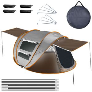 5-8 Person Waterproof Instant Setup Pop-Up <b>Camping</b> Tent with 4 Tent Poles and 2 Mosquito Net Windows - Product Image 5