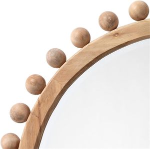 Luxury Handmade <b>Round</b> Solid Wood Beaded <b>Wall</b> <b>Mirror</b> with Boho Farmhouse Rustic Design Decorative Frame 4mm Thick <b>Mirror</b> Glass - Product Image 5