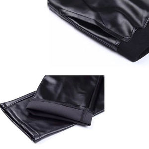 <b>Mens</b> Glossy Shiny Leather Pants <b>Men</b> <b>Pleated</b> PU Leather Streetwear Loose Ruched Casual <b>Trousers</b> Custom Punk Leather <b>Trousers</b> - Product Image 3