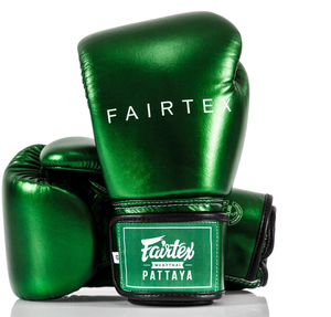 Fairtex Boxing <b>Gloves</b> Green Leather Hook Loop Closure <b>Moisture</b> Wicking Breathable Full Finger Adult Training Gear Martial Arts - Product Image 1