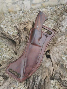 Cuchillo Premium Hecho a Mano de Acero Inoxidable de Hoja Fija para Combate/Desollado/Caza/Camping/Utilidades con Funda de Madera y Cuero para Venta al por Mayor OEM - Product Image 4