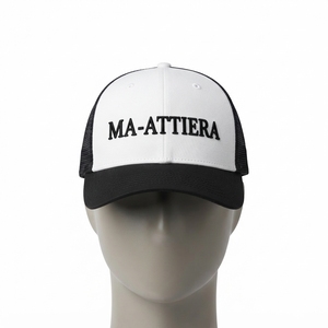 Men's White <b>Black</b> Trucker <b>Cap</b> Custom Embroidered Logo Mesh Back <b>Baseball</b> Hat Adjustable Outdoor Streetwear - Product Image 3