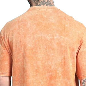 เสื้อยืดสีส้มทรงหลวมสไตล์ลำลองใส่สบายสำหรับฤดูร้อน ผลิตในปากีสถาน คุณภาพสูง ระบายอากาศได้ดี เป็นมิตรต่อสิ่งแวดล้อม ล้างสีแบบแอซิดวอช - Product Image 5