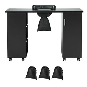 Tavolo Portatile Elettrico per Manicure con 3 Sacchetti Raccoglipolvere e 8 Ruote Bloccabili - Product Image 1