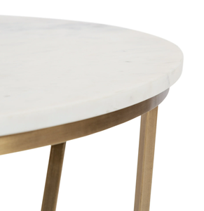 Venta al por mayor última forma redonda de mármol superior mesa de centro con patas de hierro chapado en oro hecho a medida muebles para el hogar proveedor de la India - Product Image 2