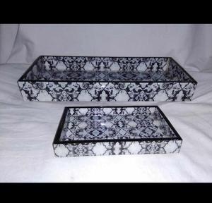 Modernas Bandejas de Almacenamiento con Diseño de Camuflaje, Acabado Lacado en Resina, Rectangulares, Apilables, Organizador de Oficina, Compartimento Único, para Escritorio - Product Image 2