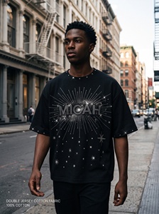 เสื้อยืดพรีเมียมสีดำของ OEM Micah Corporation ผ้าฝ้าย 100% ป้องกันขนร่วง ทรงหลวม แขนสั้น สไตล์ลำลอง สำหรับผู้ชายและผู้หญิง คอกลม น้ำหนัก 260 กรัม - Product Image 4