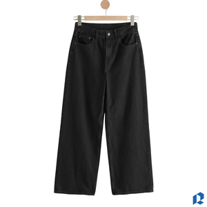 Jean en denim noir pour femme, coupe large, taille haute, 100 % coton, XL, couleur personnalisée, vente en gros, qualité export OEM, meilleur prix, faible MOQ - Product Image 4