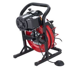 Sonda per la pulizia di scarichi con alimentazione automatica, 50 FT, 5/16 pollici, con 4 frese, attivazione ad aria, interruttore a pedale da 2-4 pollici - Product Image 1