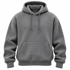 <b>Men's</b> <b>Grey</b> Oversized Hoodie Pullover <b>Sweatshirt</b> Fleece Polyester/Cotton Solid Casual Kangaroo Pocket Drawstring Quick-Dry - Product Image 1