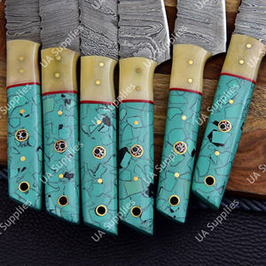 ชุดมีดสเต็กทำมือเกรดอุตสาหกรรม DIY เหล็กดามัสกัสสำหรับมืออาชีพ ชุดมีดสำหรับรับประทานอาหารกลางแจ้ง บาร์บีคิว มีดปอกผลไม้ OEM UA - Product Image 6