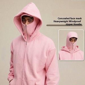 Sweat-shirt personnalisé pour homme en mélange de coton, à capuche intégrale zippée, double capuche, couleur unie, streetwear, mode urbaine décontractée - Product Image 5