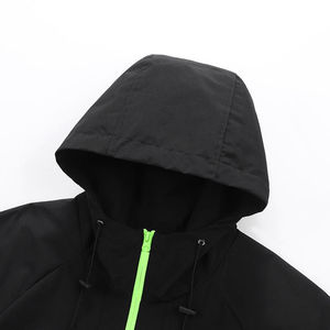 Custom Casual Mandarin Collar Breathable Windproof Hooded Safari <b>Jacket</b> with Zipper Closure Thin <b>Winter</b> Printed Design - Product Image 5