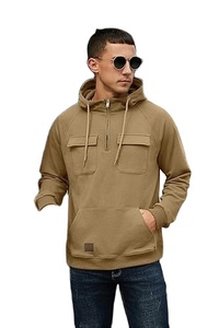 Sweats à capuche cargo pour hommes Quarter Zip Sweatshirts Tactical Pullover Casual Gym Athletic Hooded Sweatshirts - Product Image 3