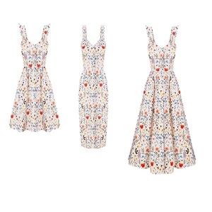 Mini vestido de verano y primavera, cottagecore con estampado de Vestido de playa, vestido romántico Boho midi - Product Image 1