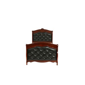 Letto singolo Dark Cherry con testiera e pediera in similpelle color espresso, imbottito, in compensato, 1 pz, per camera da letto - Product Image 6
