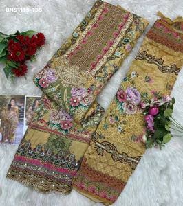 Colección de Salwar-Suit-Dupatta de alta calidad en muselina de viscosa con estampado digital y trabajo Aari hecho a mano, proveedor indio. - Product Image 5