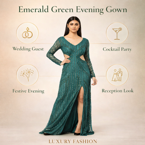 Robe de créateur haut de gamme avec sequins et perles brodés à la main pour mariage en bord de mer et tenue de villégiature – Exportation - Product Image 2