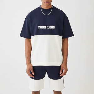 Nouvel ensemble de survêtement homme 2026, 30 articles, 100 % coton, avec logo personnalisé sérigraphié, gris uni, streetwear, 2 pièces, grandes tailles - Product Image 1