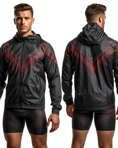 ชุดเซ็ตเสื้อแจ็คเก็ตวินด์เบรกเกอร์ลายทาง Men Velocity พร้อมกางเกงขาสั้น ชุดกีฬาสองชิ้น - Product Image 1