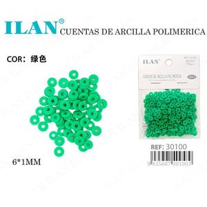Ilan Polymer Clay <b>Disc</b> Beads 6x1 Mm Green Craft Jewelry Making - Product Image 3
