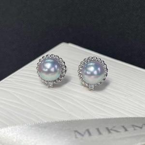 Pendientes de Plata de Ley 925 BlueRose, Diseño de Espiral, Familia M, Girasol, Japón, Zhenduo, Mahua, Perla Marina Japonesa - Product Image 1