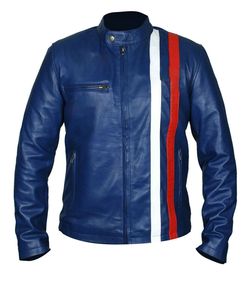Blouson moto en PU pour homme, color block rouge, blanc, noir, col montant, fermeture éclair, coupe classique, style automne - Product Image 4