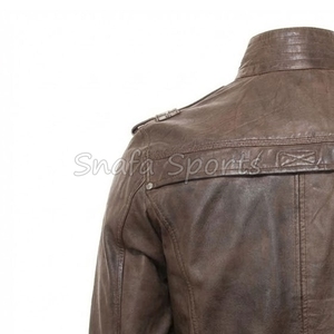 Veste en cuir véritable personnalisée, couleur marron unie, veste de haute qualité avec logo personnalisé, vestes en cuir - Product Image 6