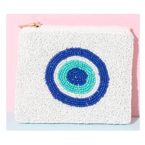 Porte-monnaie de luxe perlé motif zig-zag et œil protecteur, avec fermeture éclair, broderie main, mini pochette polyvalente pour clés, espèces, cartes et maquillage - Product Image 6