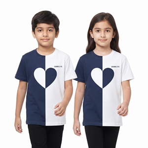 Kids Contrast Color <b>Heart</b> Print Leisure Tops Crew Neck Short Sleeve <b>T</b> <b>Shirts</b> Unisex Children Custom Apparel Wholesale Supplier X - Product Image 3