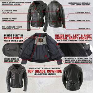 2025 LKL27001 Women's X-Large Classic Braided Premium Black Leather Fitted Jacket <b>Motorcycle</b> & <b>Auto</b> <b>Racing</b> <b>Wear</b> - Product Image 3